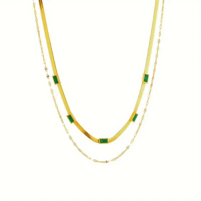 Collana Retro Doppio Strato Sorella Gem | Oro
