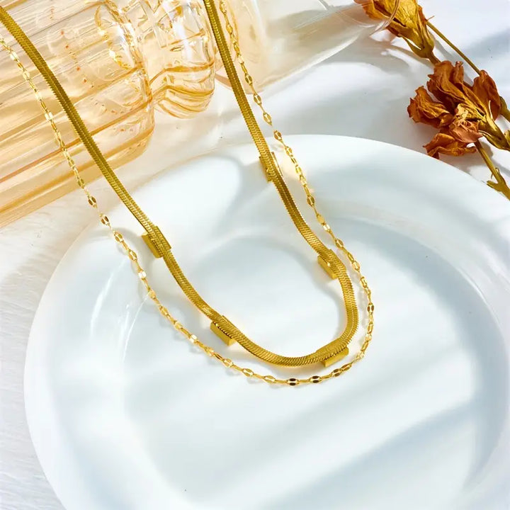 Collana Retro Doppio Strato Sorella Gem | Oro