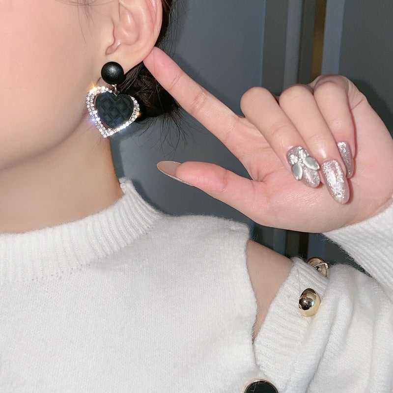 Orecchini in Oro Cuore Nero