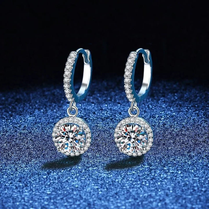 Orecchini in argento sterling con moissanite da 1 carato