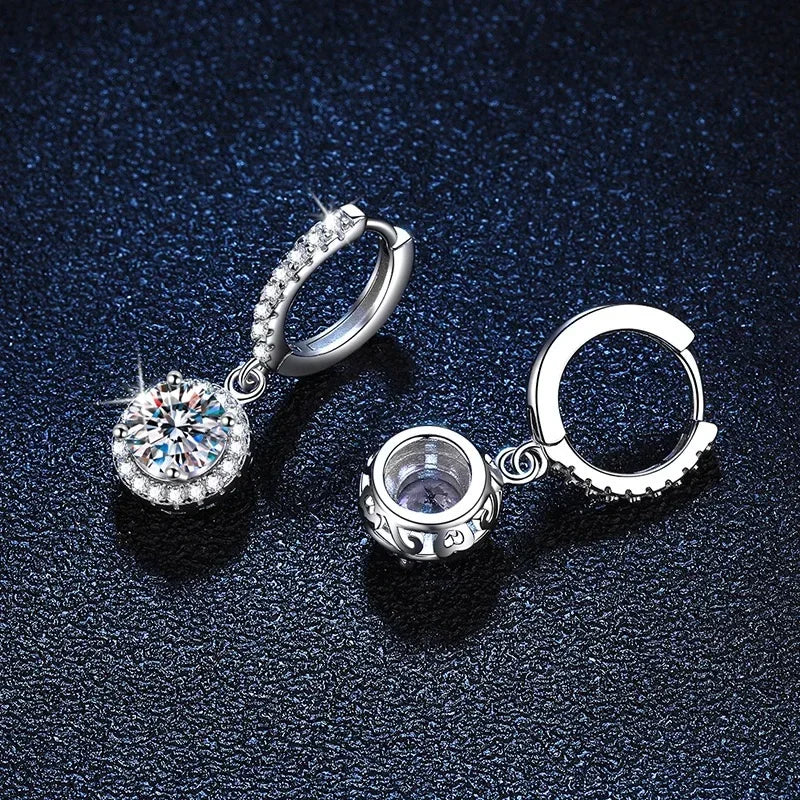 Orecchini in argento sterling con moissanite da 1 carato