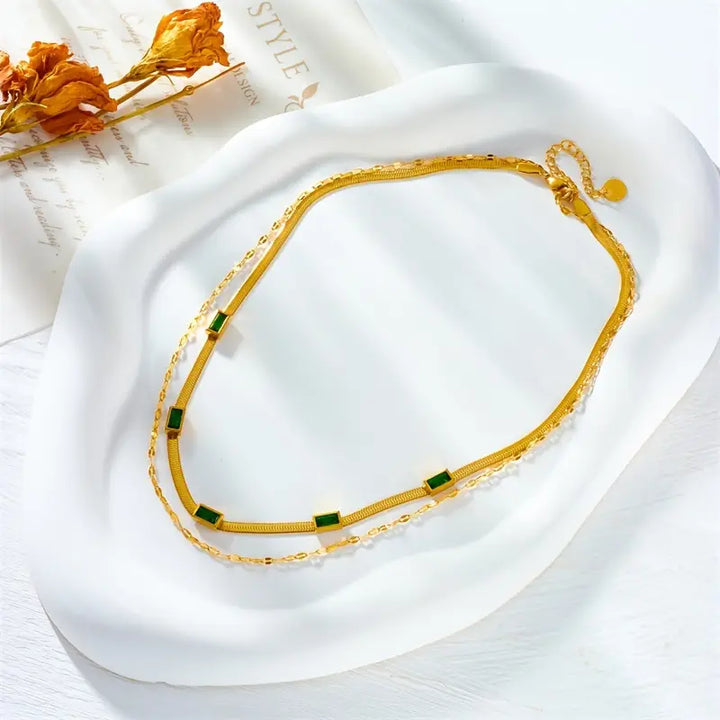 Collana Retro Doppio Strato Sorella Gem | Oro