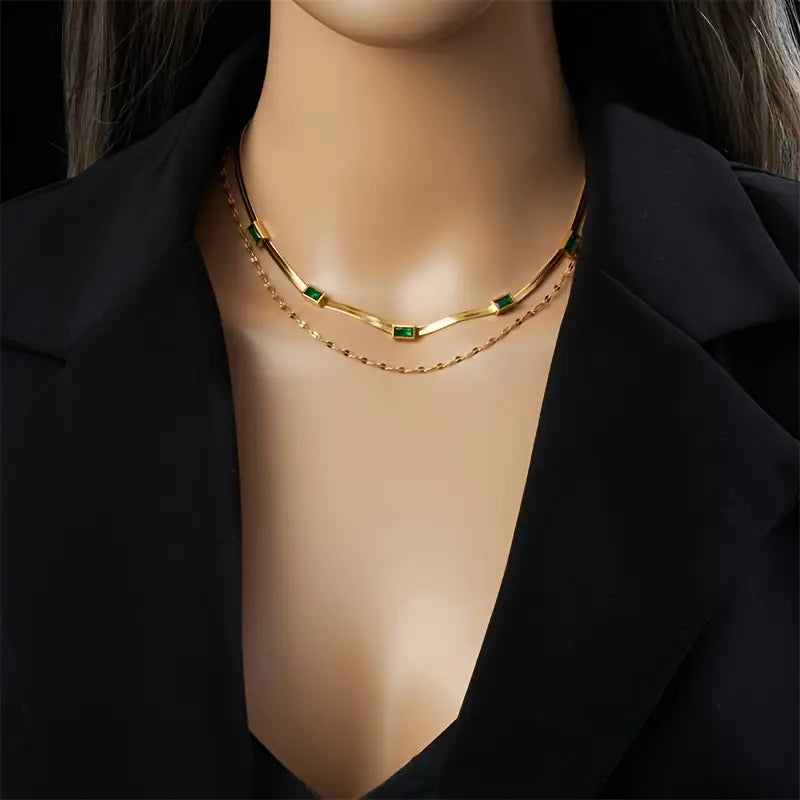 Collana Retro Doppio Strato Sorella Gem | Oro