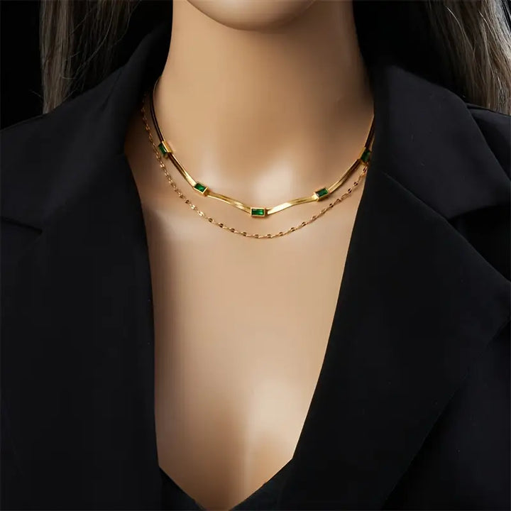 Collana Retro Doppio Strato Sorella Gem | Oro