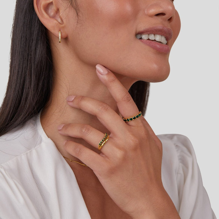 Mary - Anello verde smeraldo sovrapposto