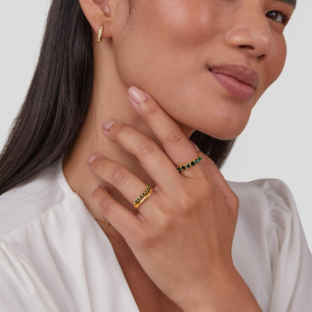 Mary - Anello verde smeraldo sovrapposto